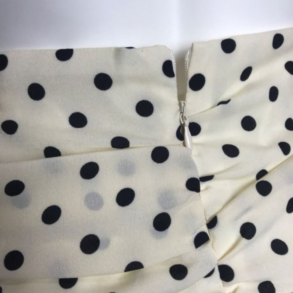 DRAPED RUCHED POLKA DOT SKIRT with RUFFLE HEM - Picture 7 of 10